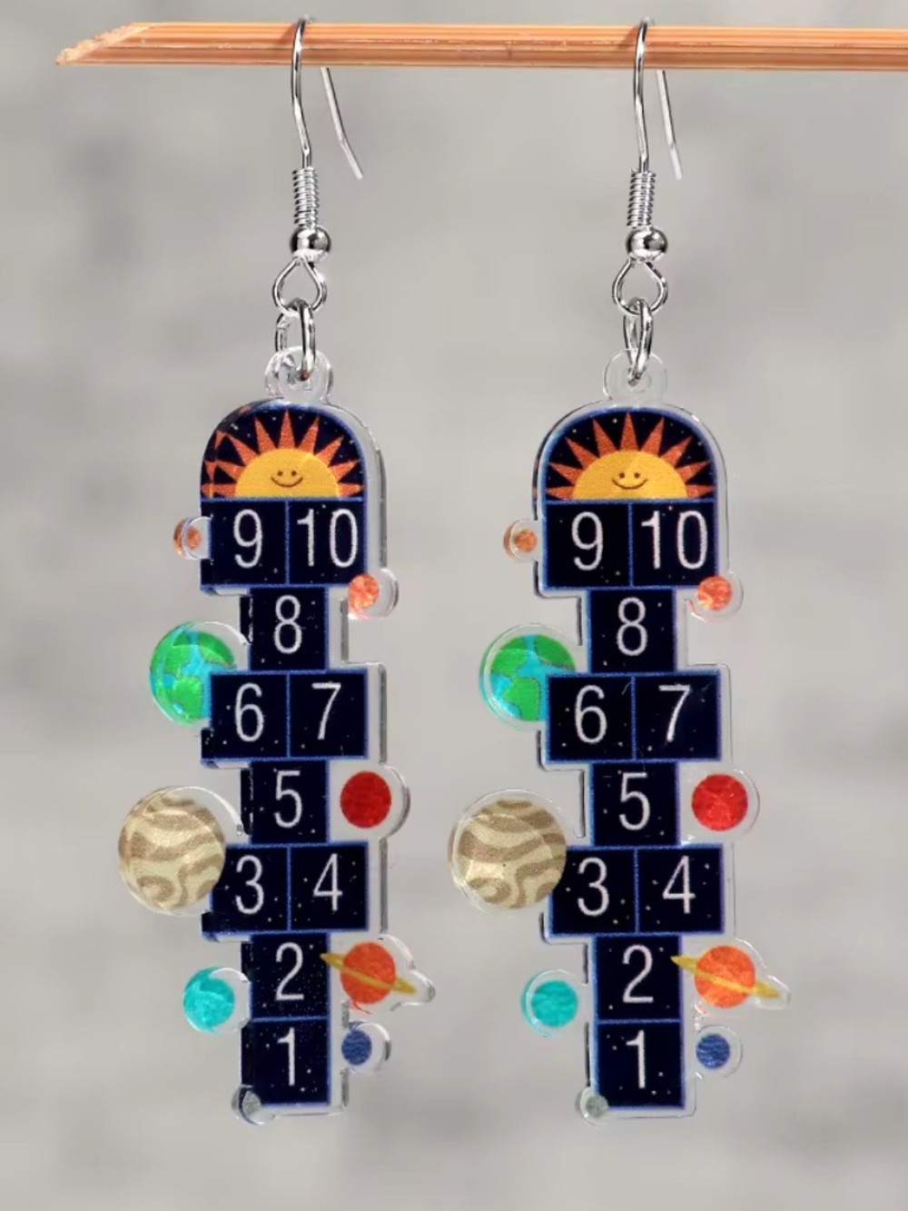 Space Hopscotch Earrings Planet Jewelry Cute Science Set Solar System